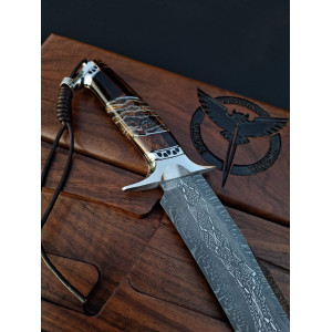 МОЗАЇЧНИЙ ДАМАСК ексклюзивний ніж ручної роботи Aleksandr Kasinec, сталь мозаїчний дамаск, 58-59 HRC. Photo 2